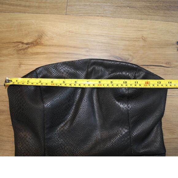 Bebe Strapless Vegan Leather Snakeskin Texture Bodycon Dress Black Women’s Small - Picture 5 of 8